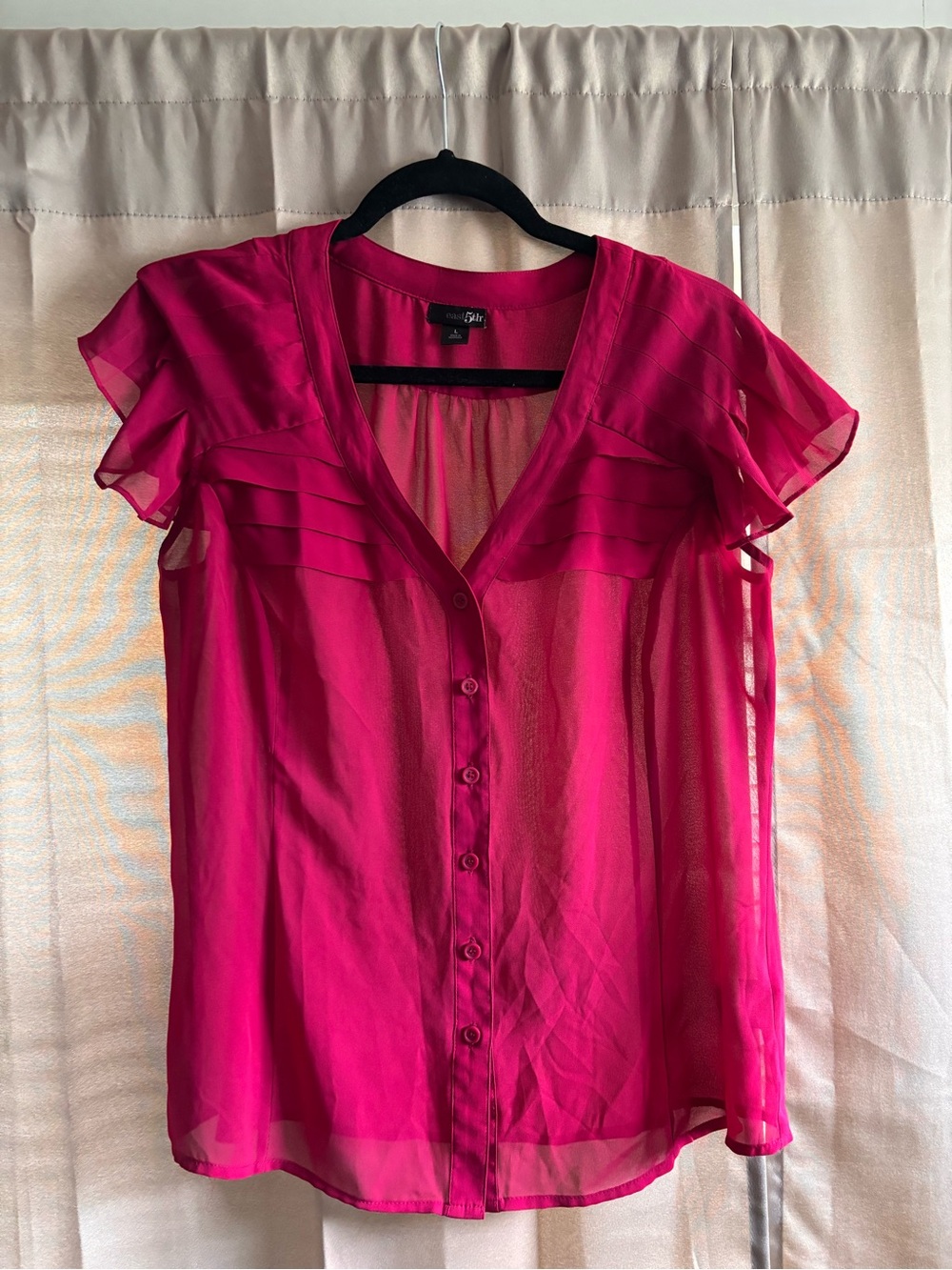 East 5th Fuchsia Sheer Button-Front Blouse
